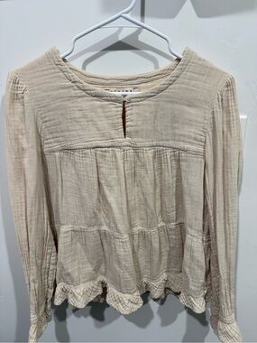 Xirena Gigi Cream Long-Sleeve Cotton Top
